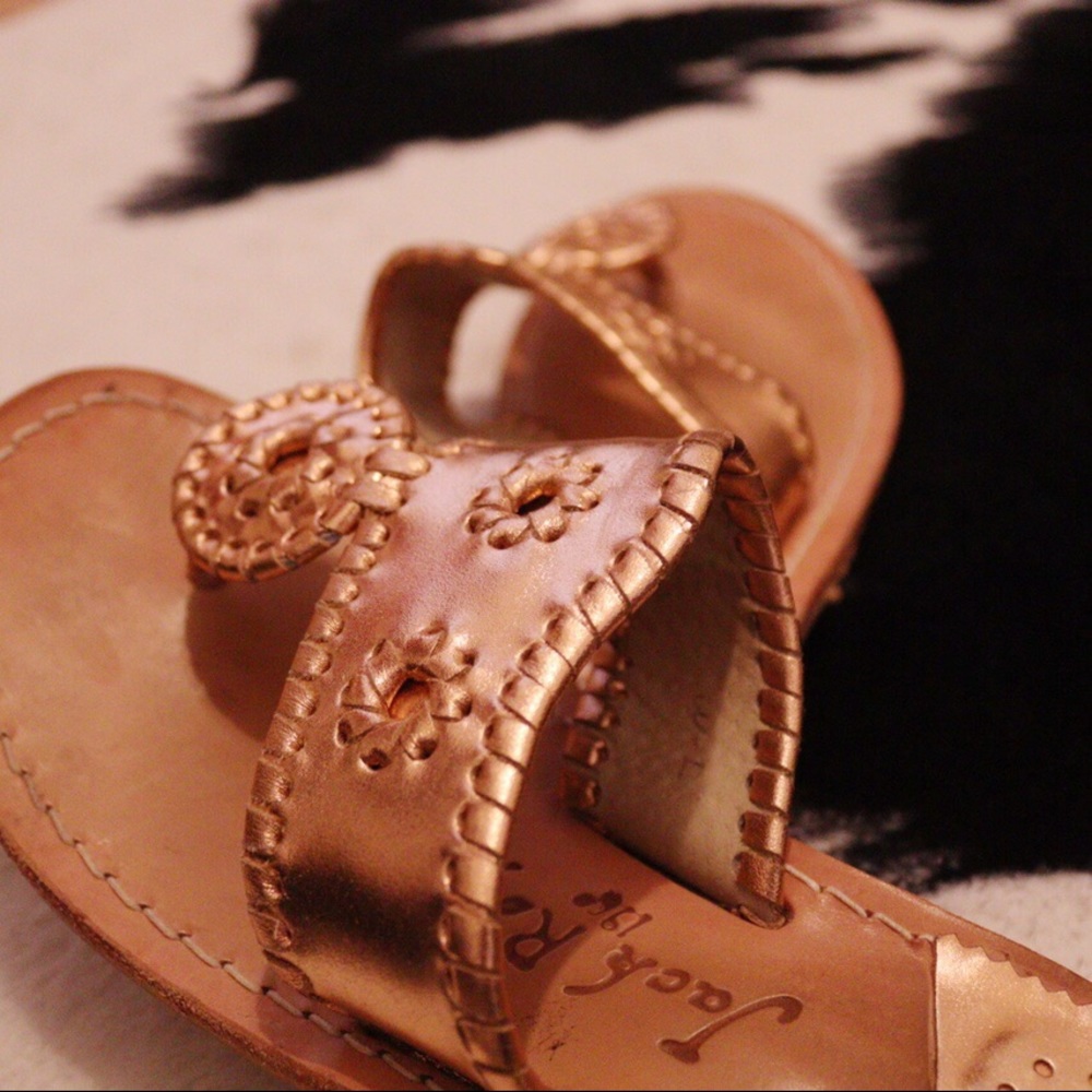 Rose gold Jack Rogers sandals